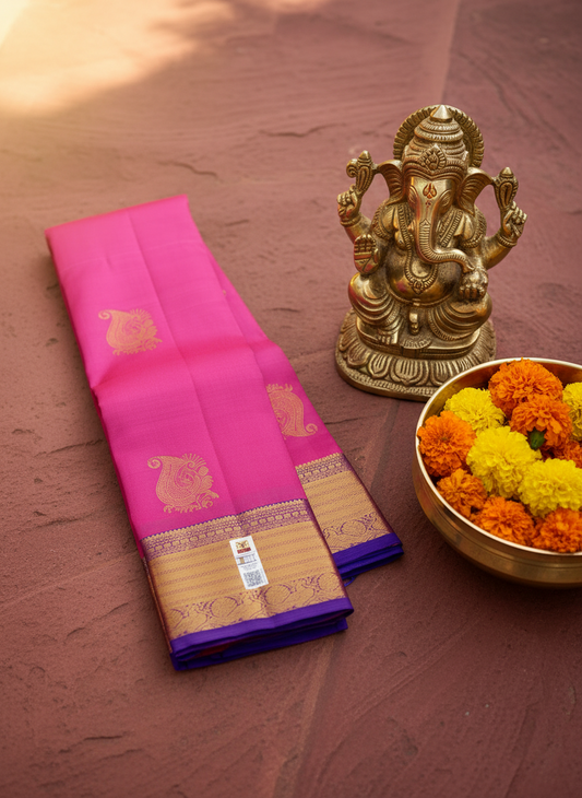 Authentic Baby Pink Kanchipuram Silk Saree