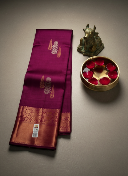 Rich Dark Pink Kanchipuram Silk Saree