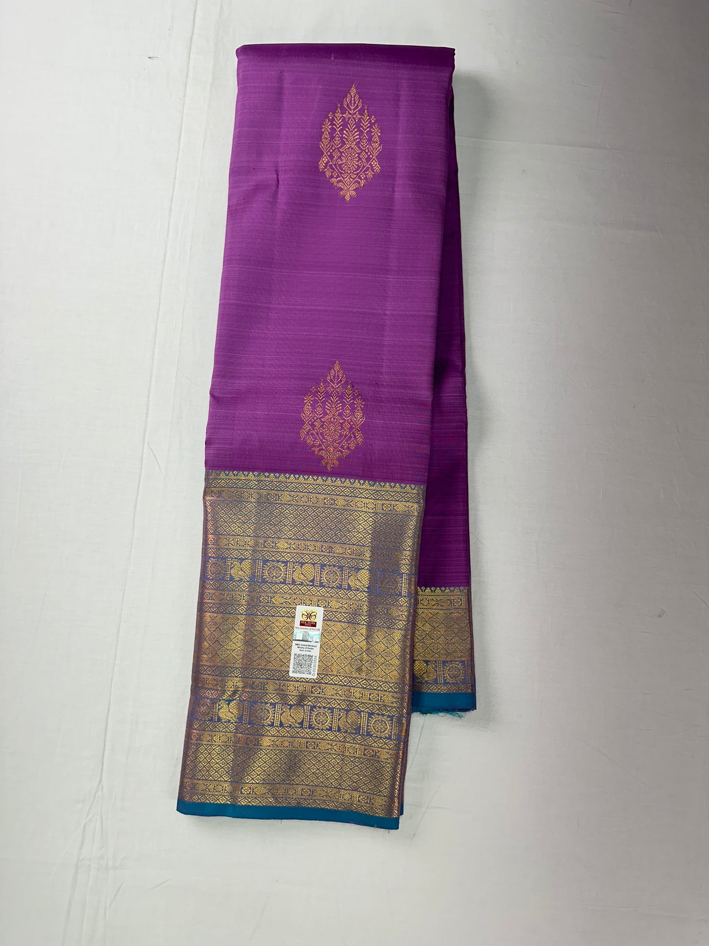 Classy Floral Violet Kanchipuram Silk Saree