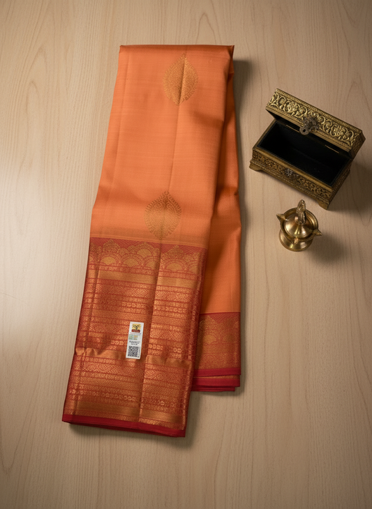 Rustic Orange Kanchipuram Silk Saree