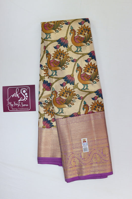 Classy Kalamkari Kanchipuram Silk Saree