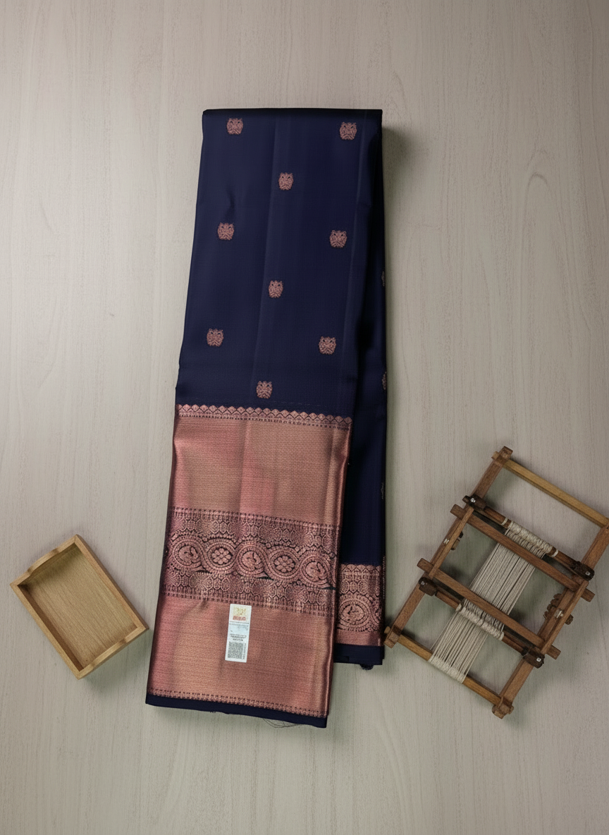 Rich Royal Blue Kanchipuram Silk Saree