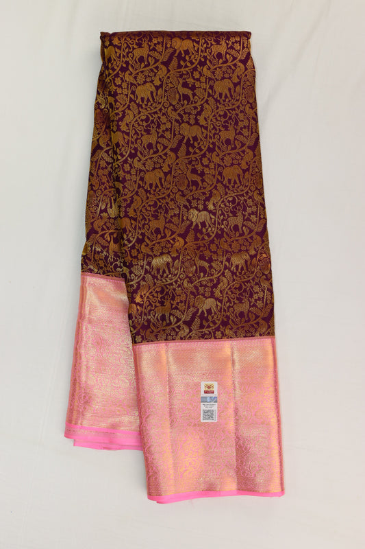 Rich Brown Kachipuram Silk saree