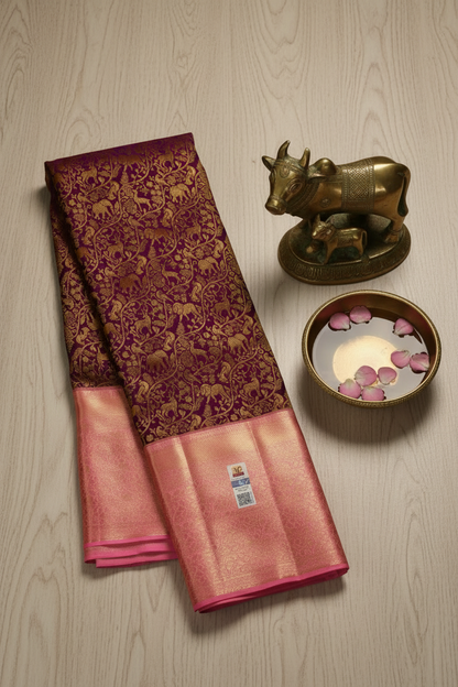 Rich Brown Kachipuram Silk saree