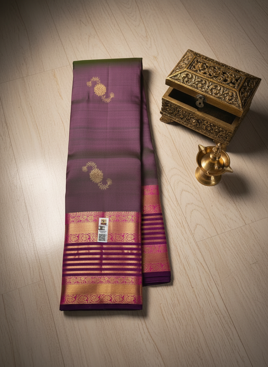 Classic Mauve Violet Kanchipuram Silk Saree