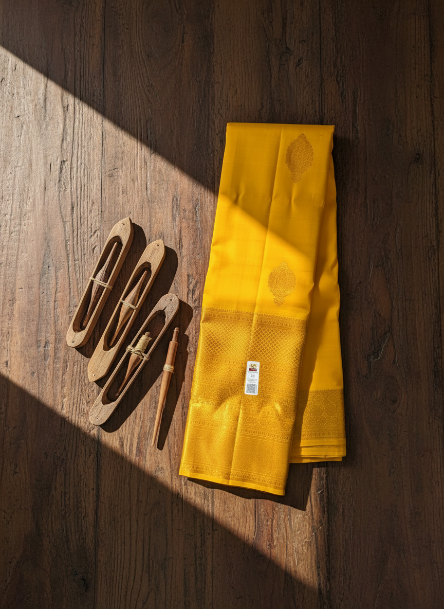 Traditional Yellow Kanchipuram Silk Saree