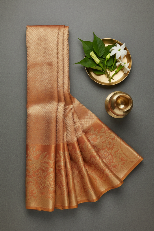 Trendy Chacolate Brown Kachipuram Silk saree