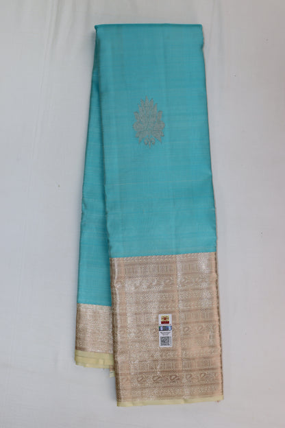 Exotic Sky Blue Kanchipuram Silk saree From Weavers and Best on Online