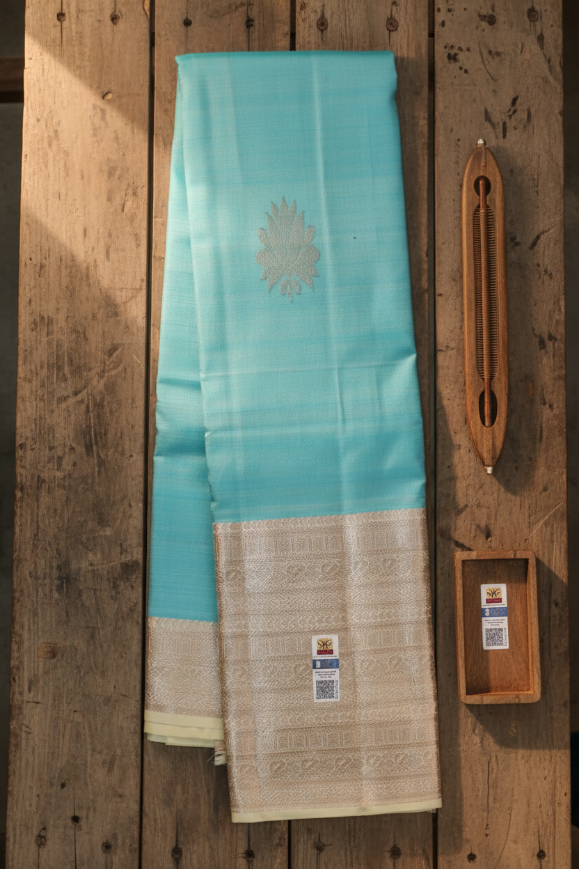Exotic Sky Blue Kanchipuram Silk saree