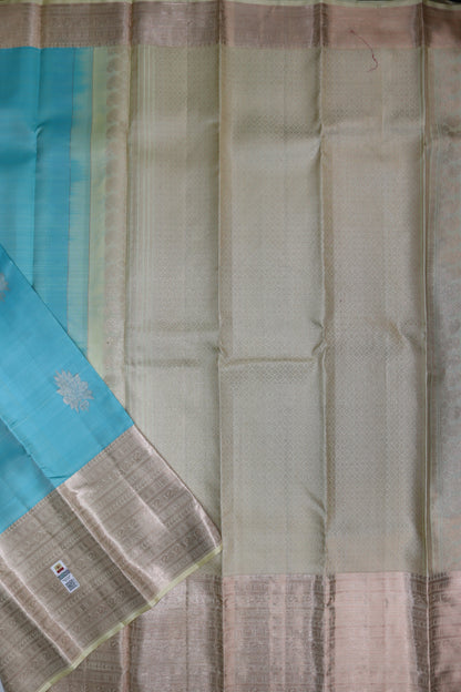 Exotic Sky Blue Kanchipuram Silk saree From Weavers and Best on Online