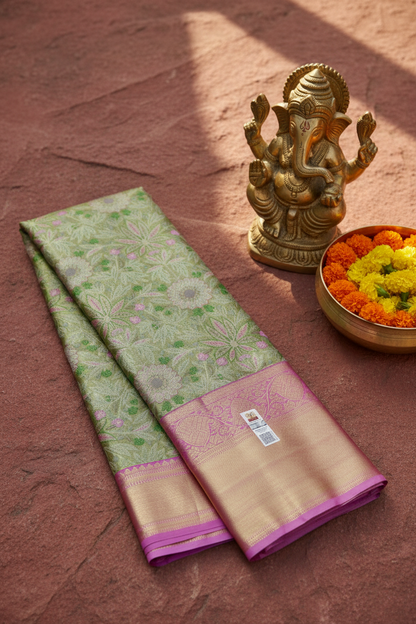Trendy Green Kachipuram Silk saree