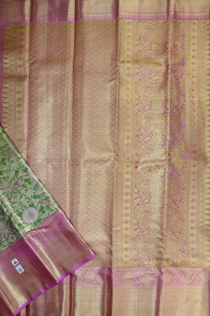 Trendy Green Kachipuram Silk saree From Weavers and Best on Online