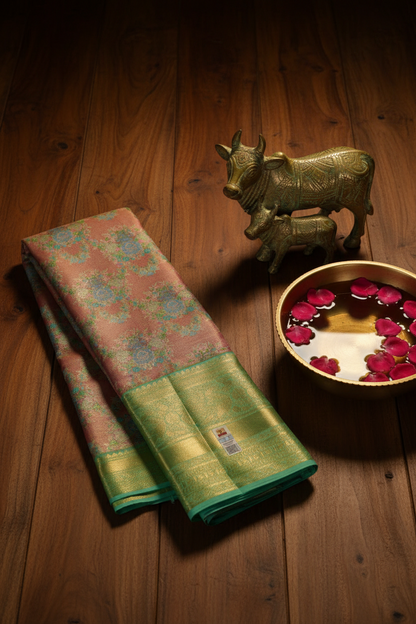 Exclusive Pink Kanchipuram Designer Silk Saree