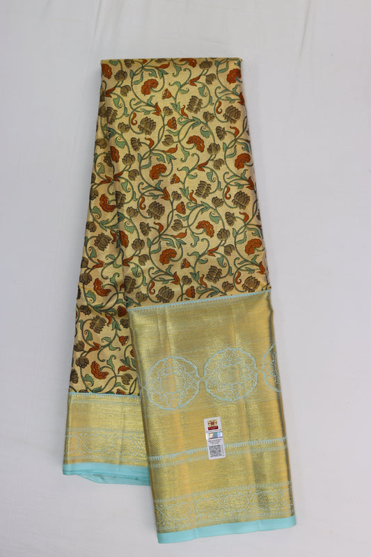 Vibrant Kalamkari Kanchipuram Silk Saree