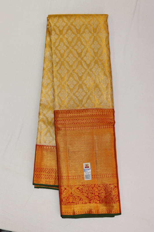 Stunning Royal Gold Kanchipuram Silk Saree