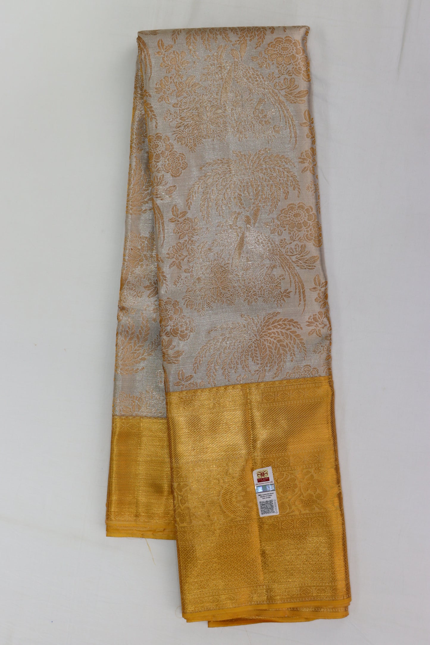 Amazing White with Gold Kanchipuram Silk saree - My First Saree