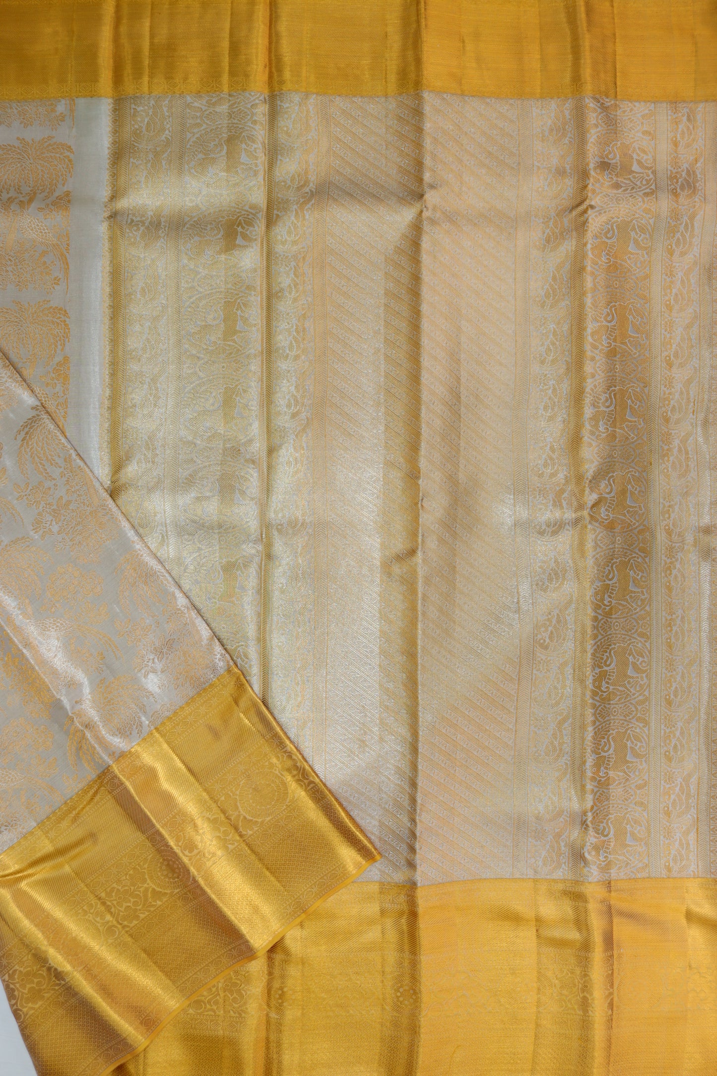 Amazing White with Gold Kanchipuram Silk saree - My First Saree