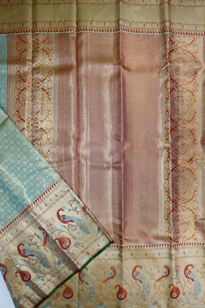 Graceful Sky Blue Kanchipuram Silk saree