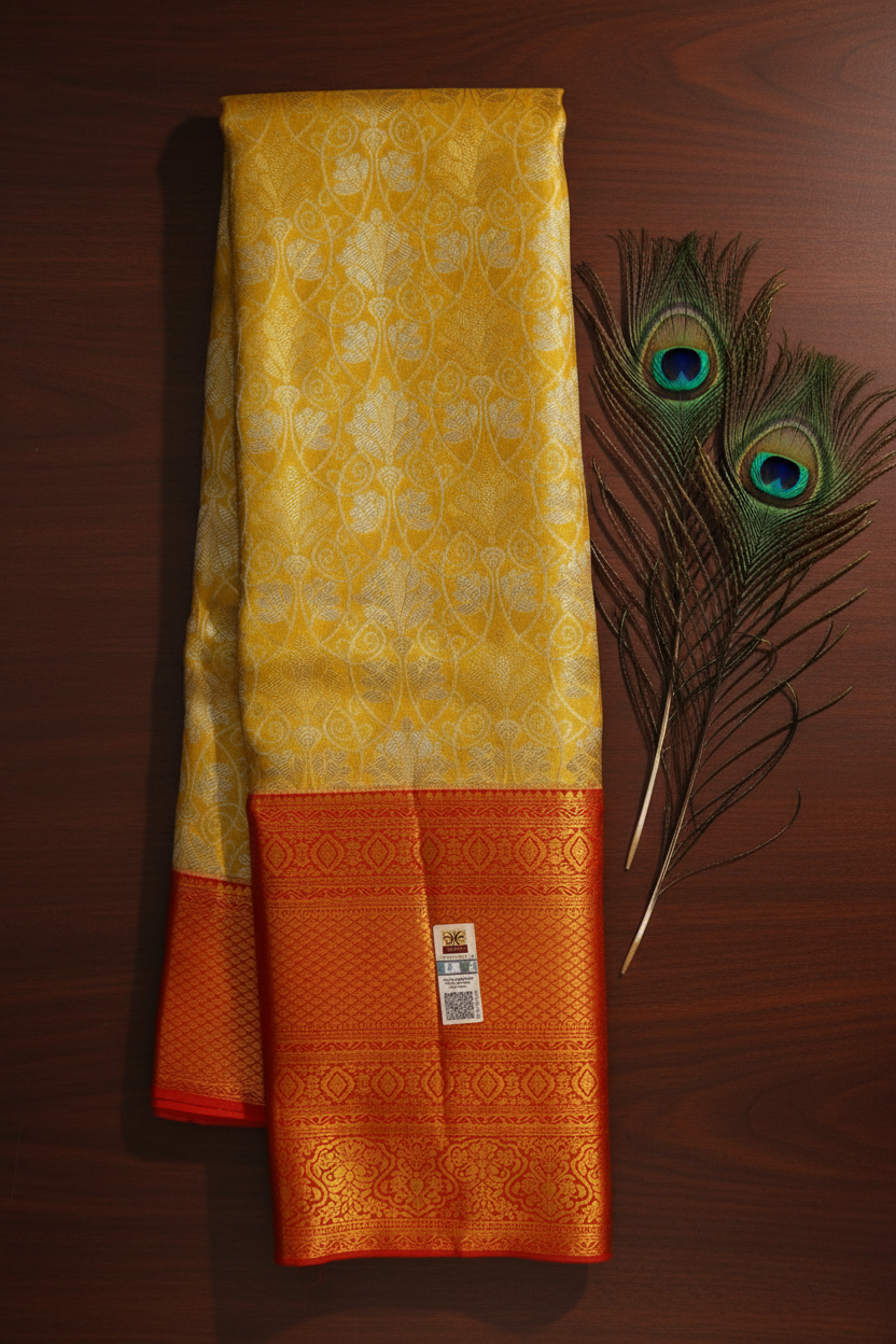 Traditional Yellow Kanchipuram Silk Saree