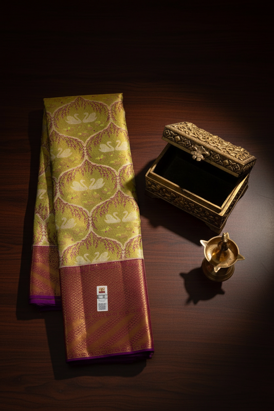 Classy Olive Green Kanchipuram Silk Saree