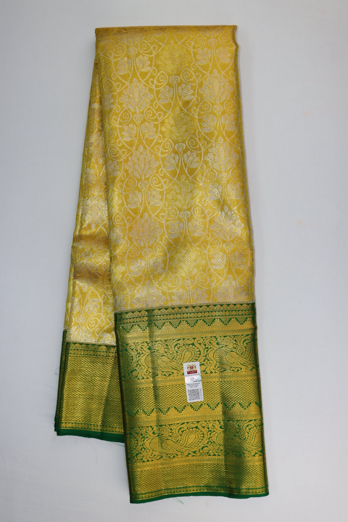 Traditional Yellow Kanchipuram Silk saree