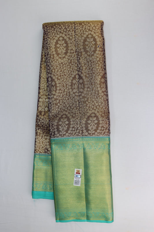 Exotic Dark Kanchipuram Silk Saree From Weavers and Best on Online