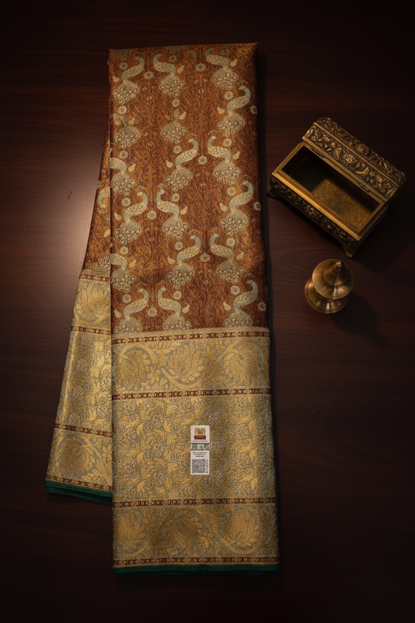Classy Brown Kanchipuram Silk saree