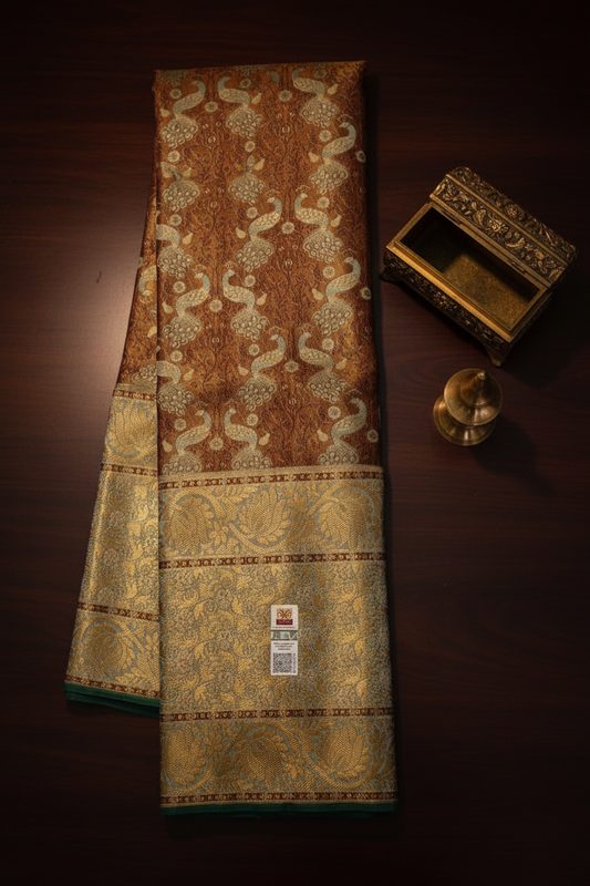 Classy Brown Kanchipuram Silk saree