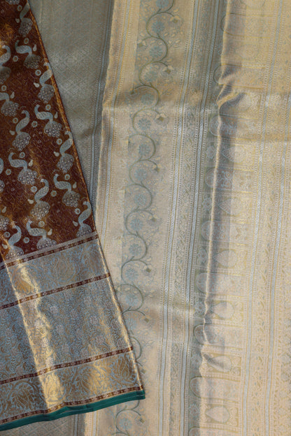 Classy Brown Kanchipuram Silk saree - My First Saree