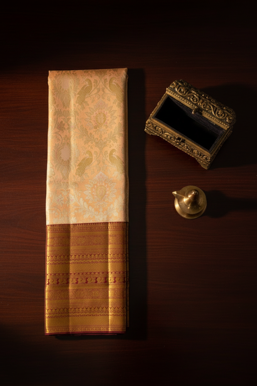 Exotic Baby Pink Kanchipuram Silk Saree