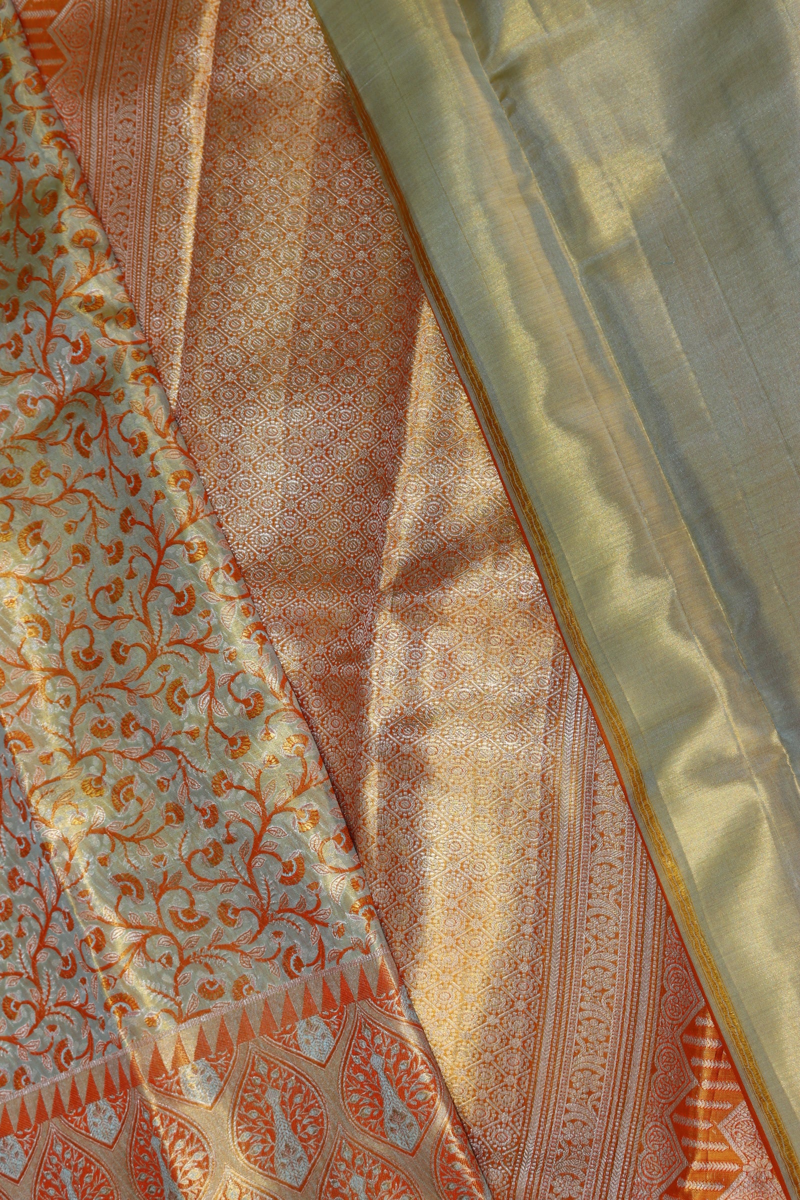 Classy Multi-color Kanchipuram Silk Saree From Weavers and Best on Online