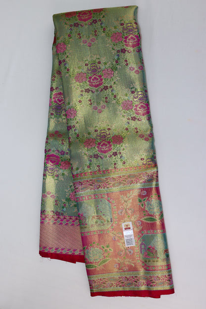 Graceful Multi-color Kanchipuram Silk Saree From Weavers and Best on Online