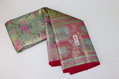 Graceful Multi-color Kanchipuram Silk Saree From Weavers and Best on Online