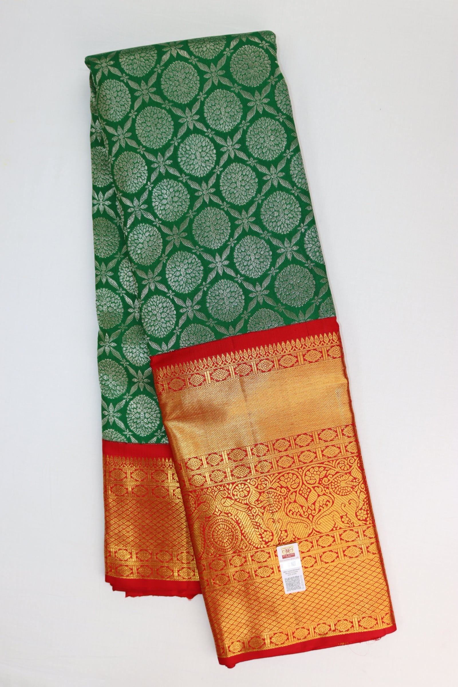 Bridal Green Kanchipuram Silk Saree From Weavers and Best on Online