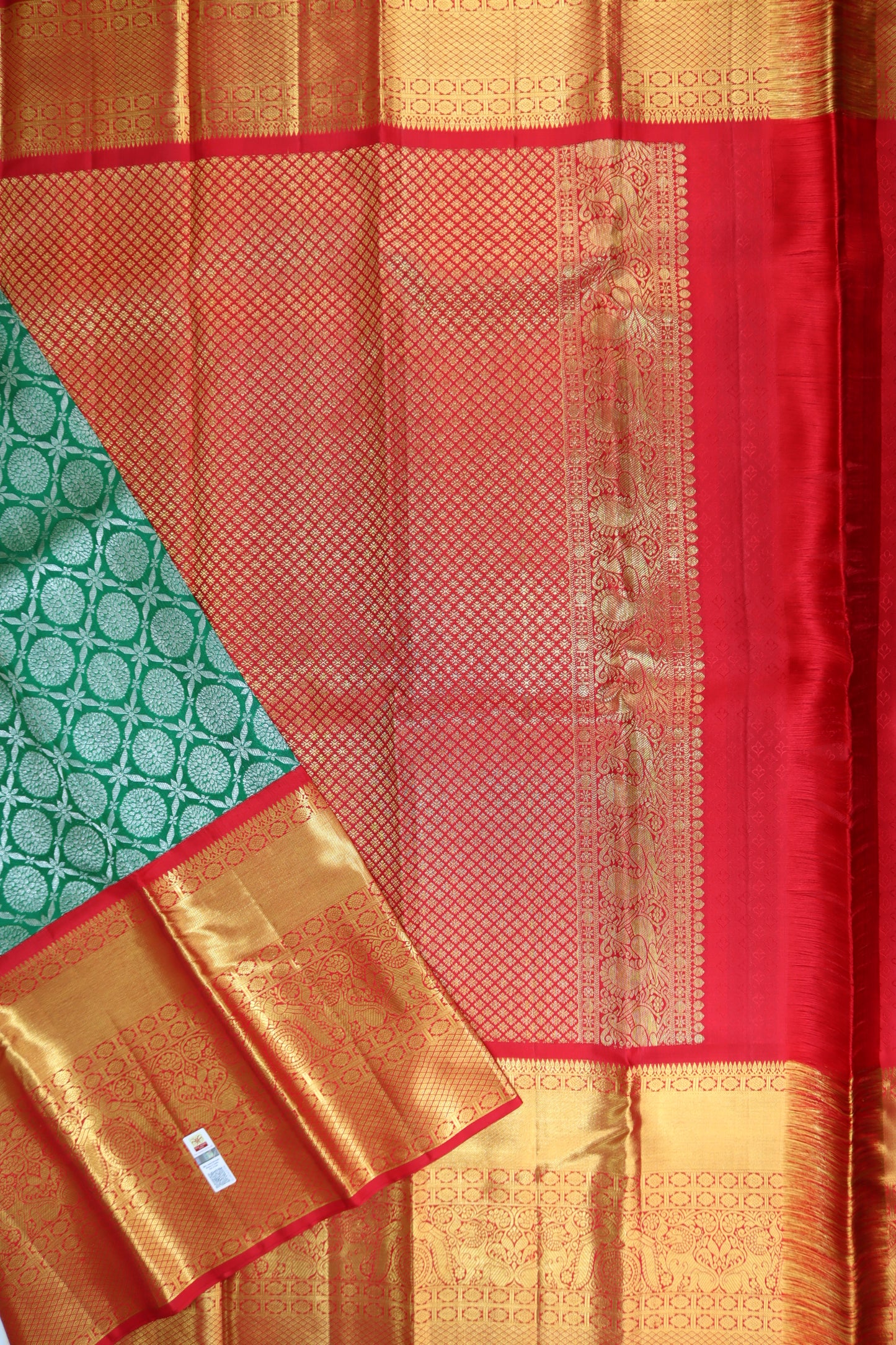 Bridal Green Kanchipuram Silk Saree From Weavers and Best on Online