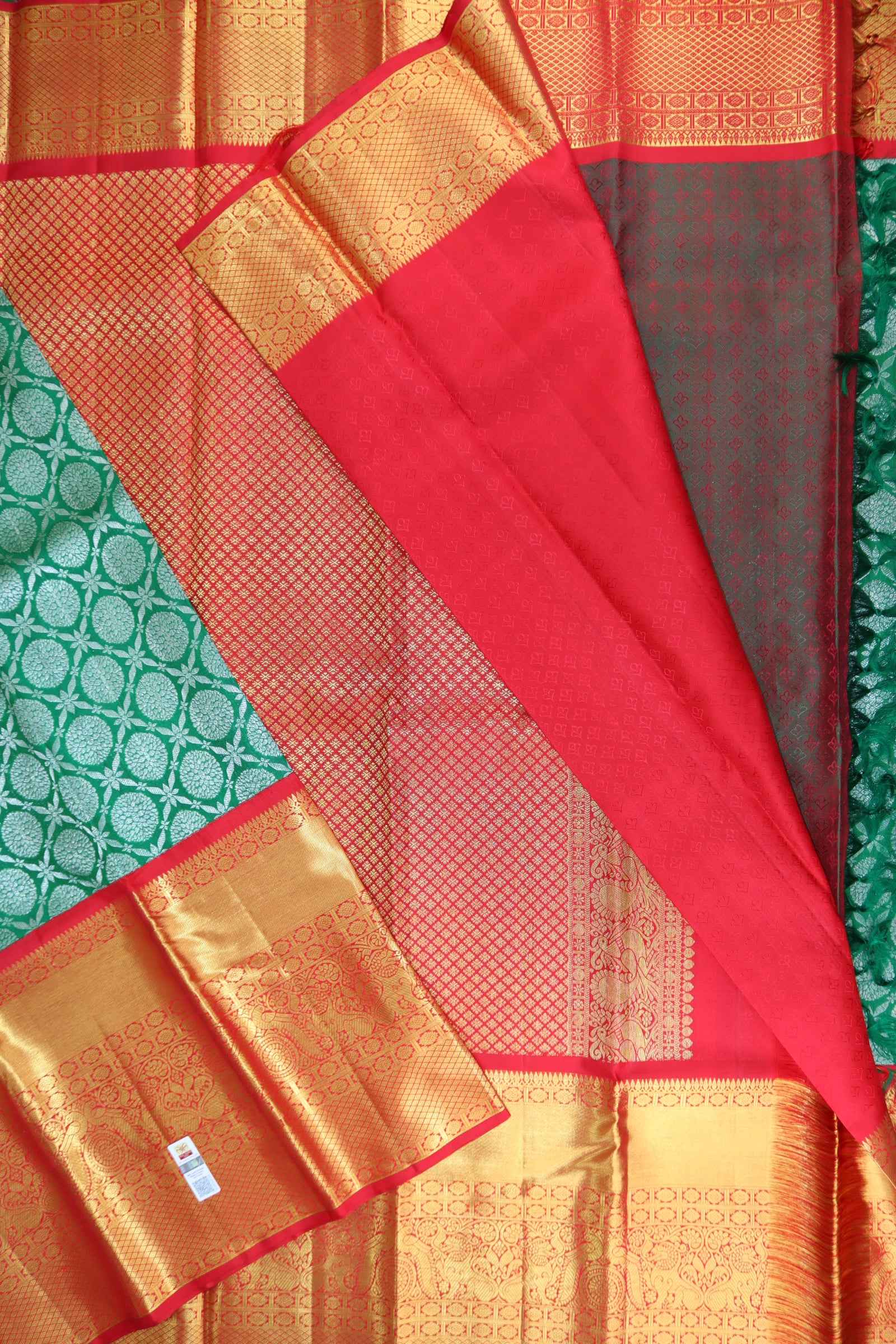 Bridal Green Kanchipuram Silk Saree From Weavers and Best on Online