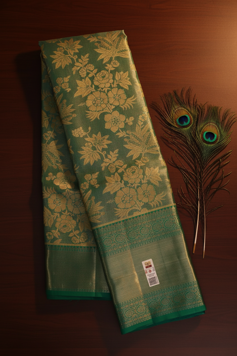 Gorgeous Light Green Kanchipuram Silk Saree