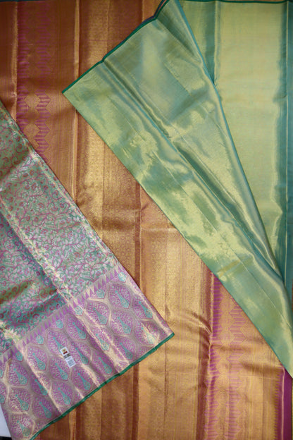 Authentic Green With Pink Kanchipuram Silk Saree From Weavers and Best on Online