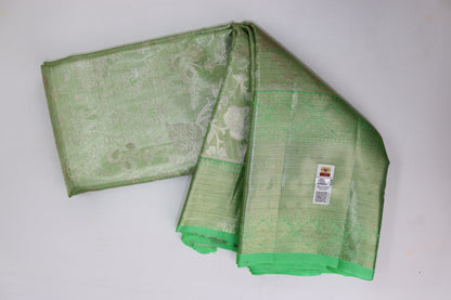 Classy Light green with Silver tone Kanchipuram Silk Saree - My First Saree