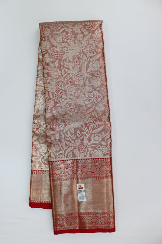 Beautiful Marron Red Kanchipuram Silk Saree