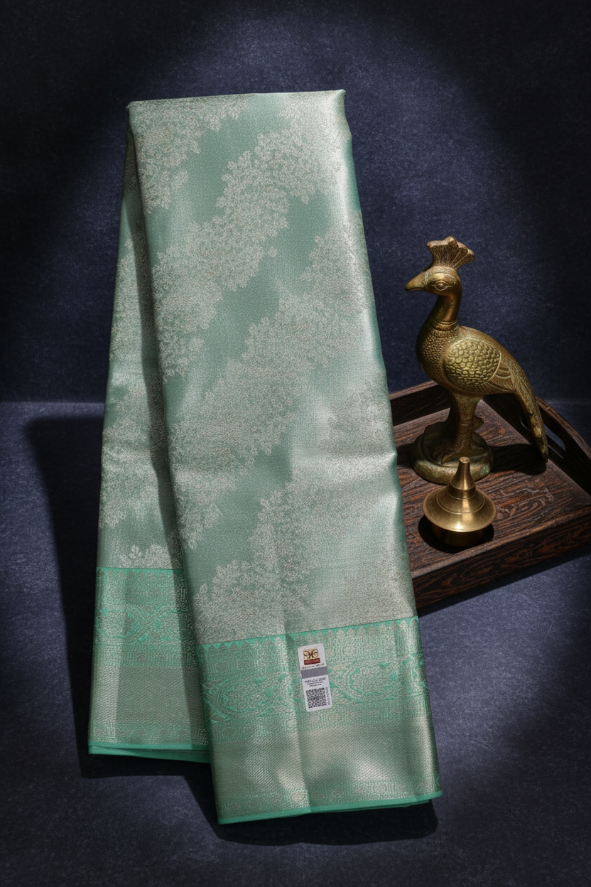 Beautiful Emerald Green Kanchipuram Silk saree