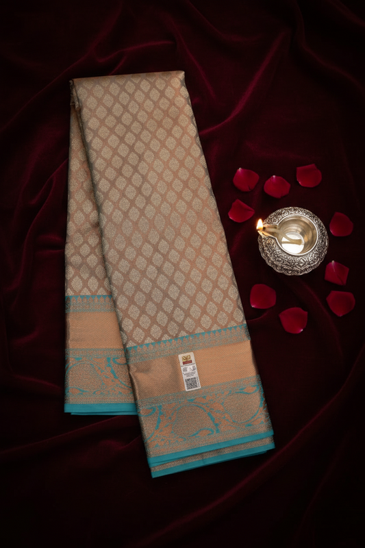 Rich Blue with Copper Kanchipuram Silk saree