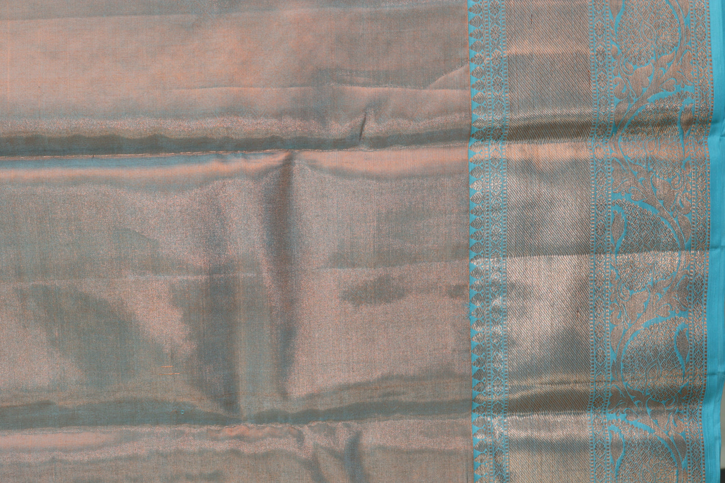 Rich Blue with Copper Kanchipuram Silk saree - My First Saree