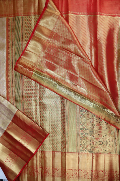 Stunning Cream Kanjipuram Saree From Weavers and Best on Online