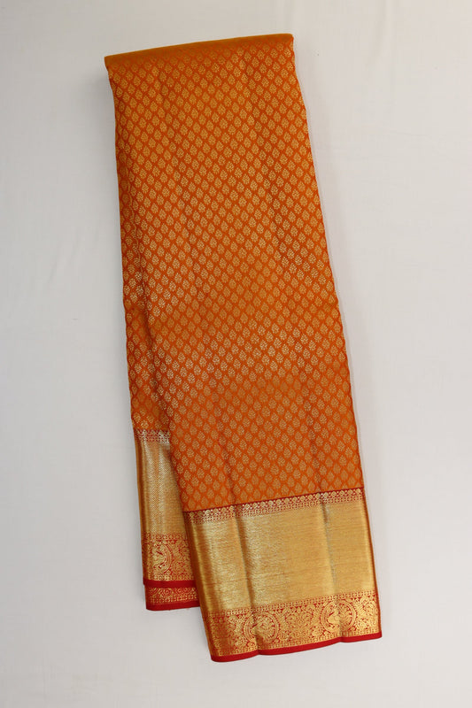 Gorgeous Orange Kanjipuram Saree From Weavers and Best on Online