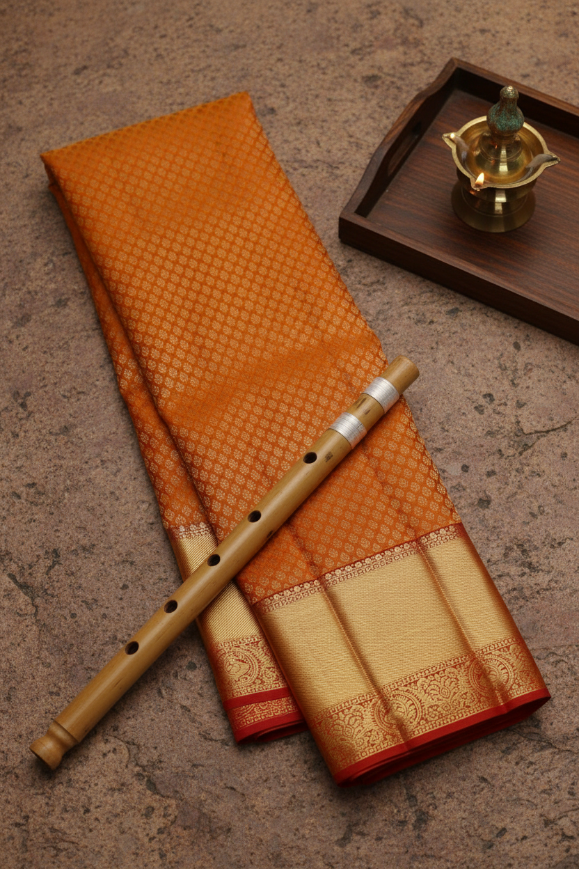 Gorgeous Orange Kanjipuram Saree