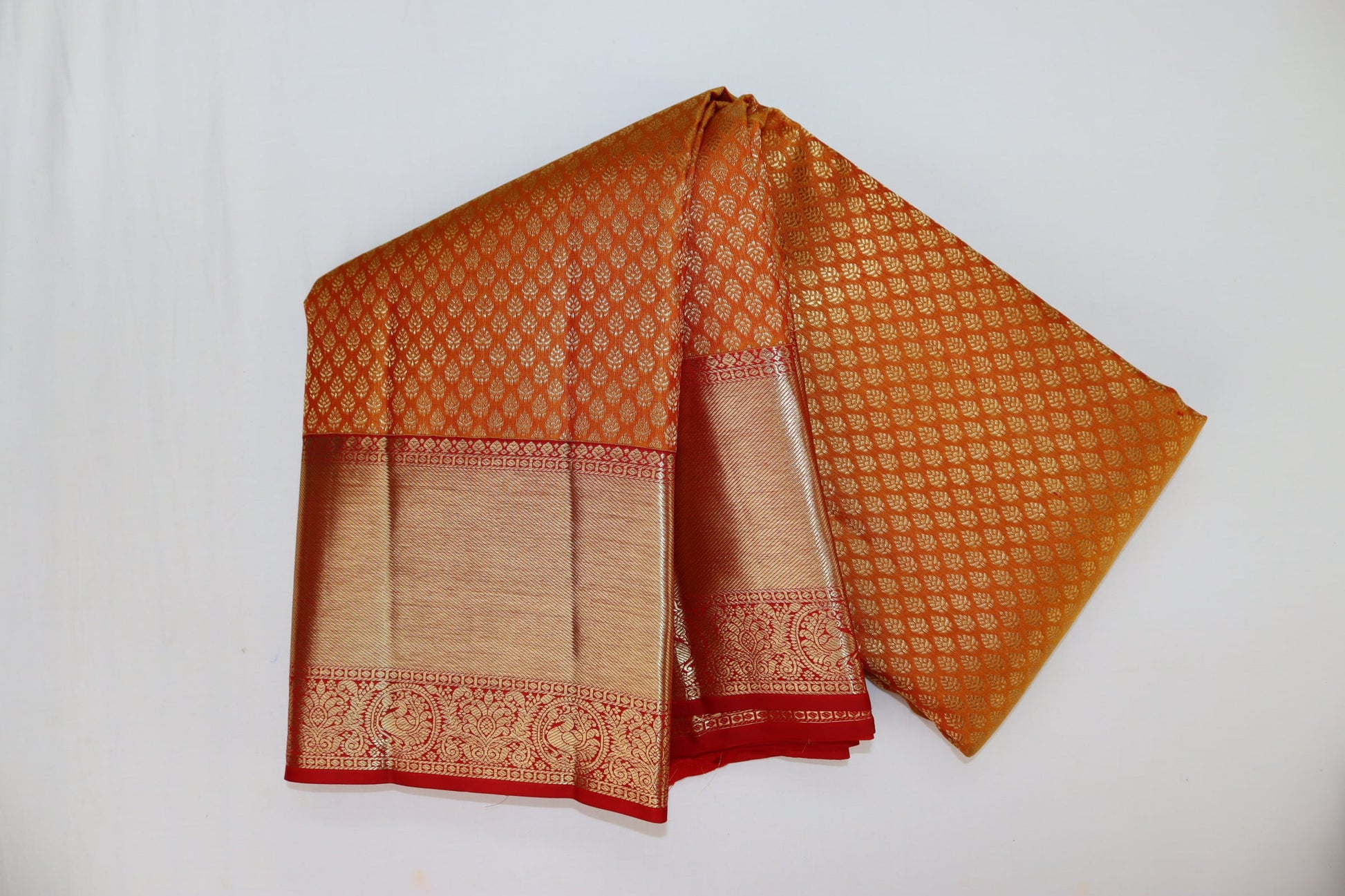 Gorgeous Orange Kanjipuram Saree From Weavers and Best on Online