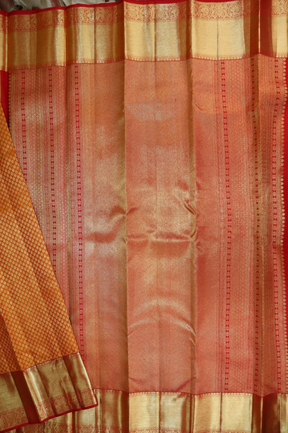 Gorgeous Orange Kanjipuram Saree From Weavers and Best on Online