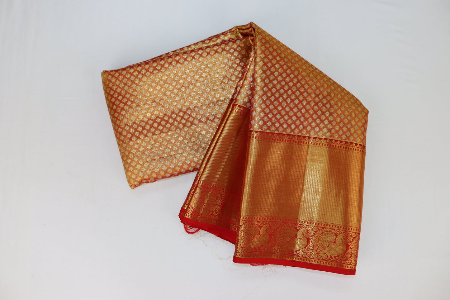 Classic Orange Kanjipuram Saree From Weavers and Best on Online