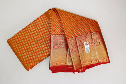 Regal Orange Kanjipuram Saree From Weavers and Best on Online